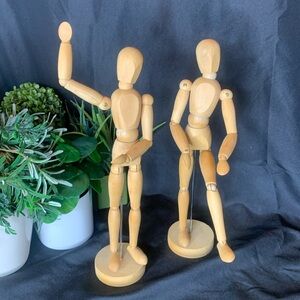 Set of 2 IKEA GESTALTA posable natural colored wood artist figures / dummy
